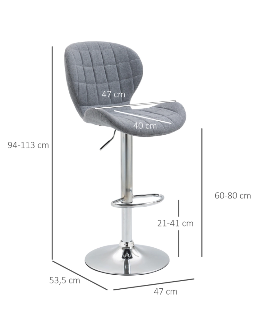 imagem de 2 Bancos de Bar 47x53.5x113cm cor cinzento 835-4963