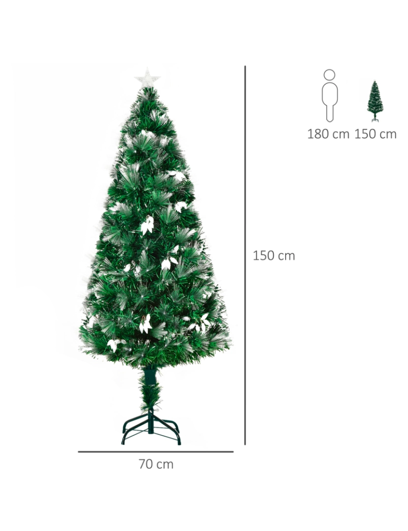imagem de Árvore de Natal com Fibra Óptica Ø70x150cm cor verde 830-348V903