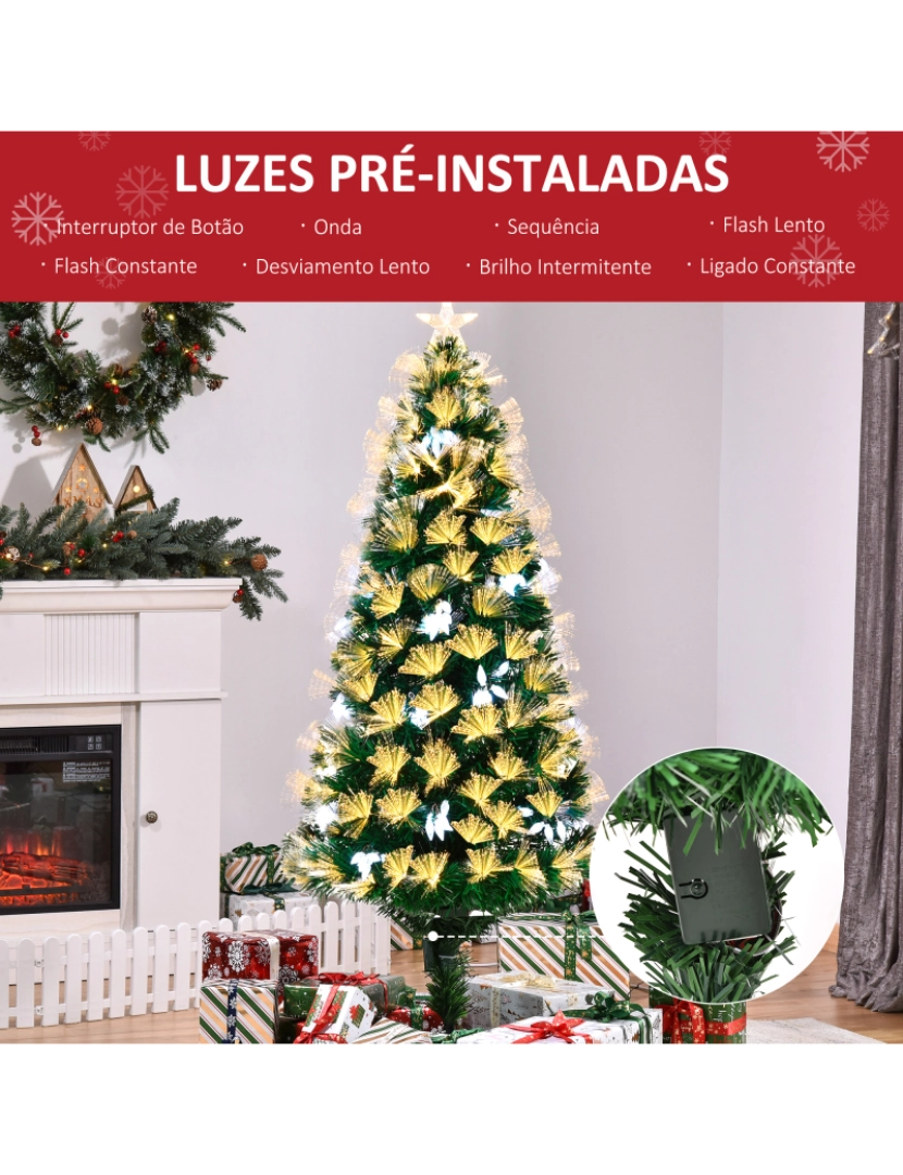 imagem de Árvore de Natal com Fibra Óptica Ø70x150cm cor verde 830-348V905