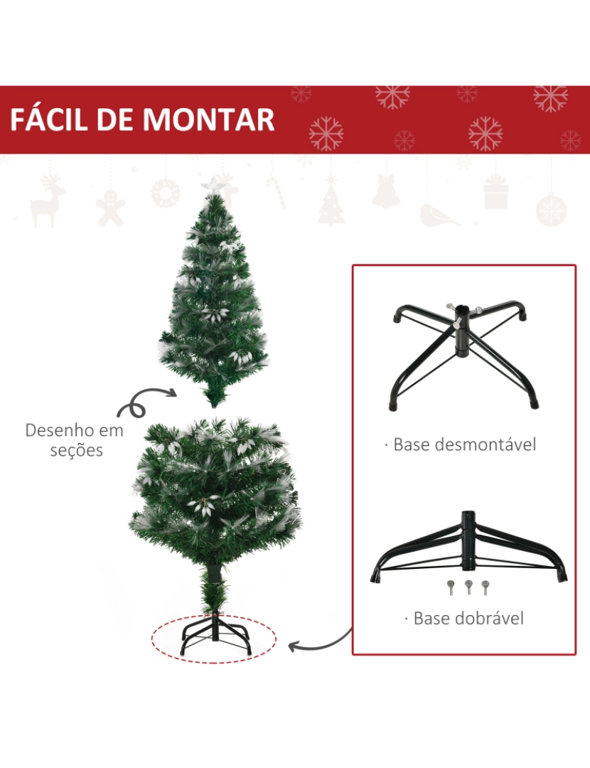 imagem de Árvore de Natal com Fibra Óptica Ø70x150cm cor verde 830-348V908