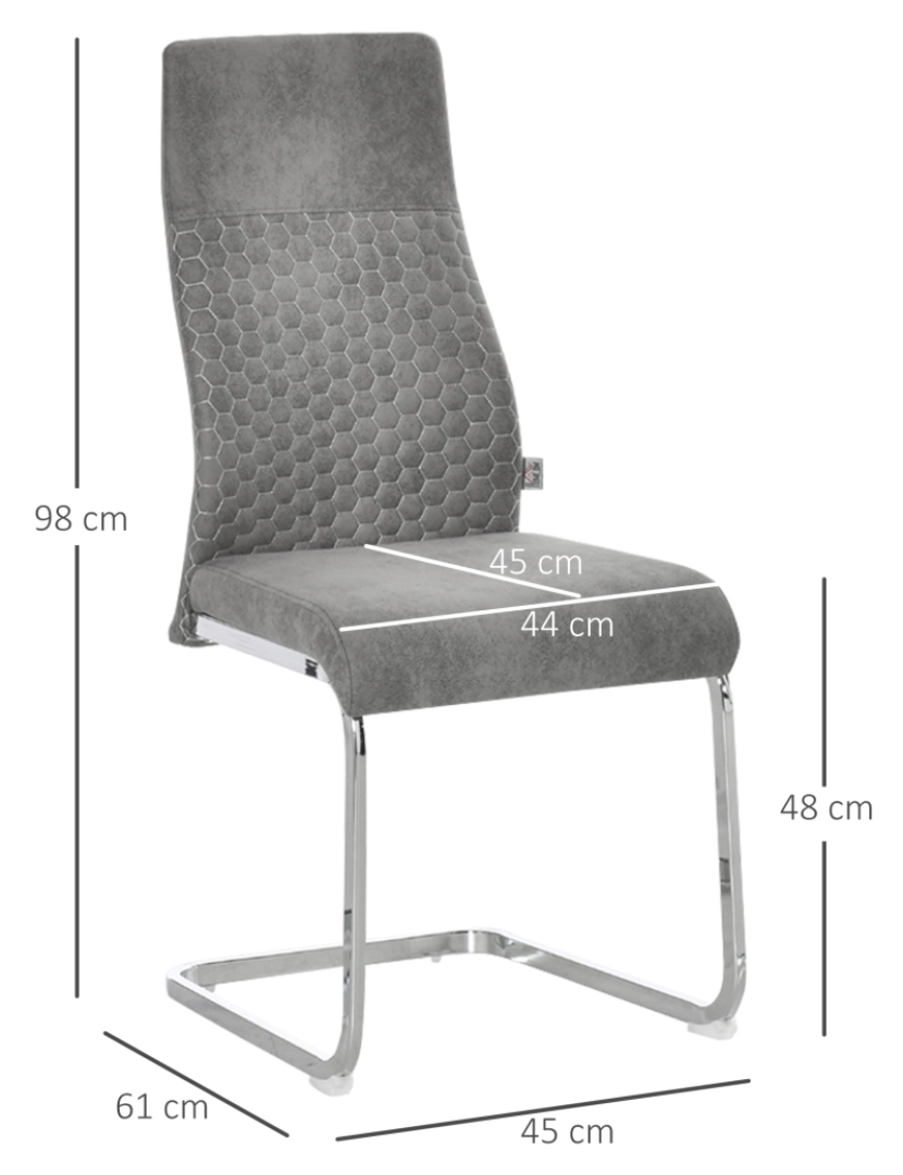 imagem de Conjunto 4 Cadeiras de Sala de Jantar 45x61x98cm cor cinzento 835-4073