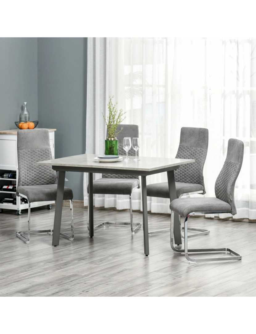 imagem de Conjunto 4 Cadeiras de Sala de Jantar 45x61x98cm cor cinzento 835-4076