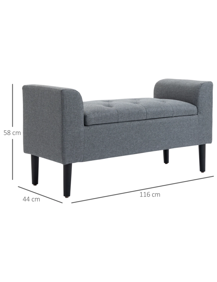 imagem de Banco para Pé de Cama 116x44x58cm cor cinzento 838-165LG3