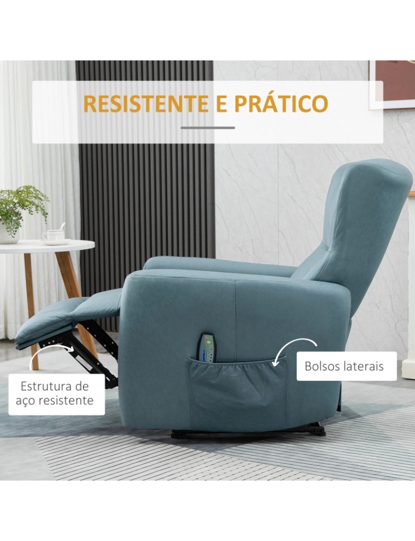 imagem de Poltrona Relax com Massagem 79x101x96cm cor azul claro 700-146LB7