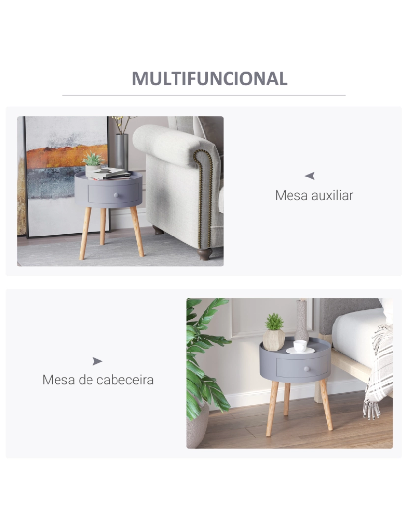 imagem de Mesa de Cabeceira Ø38x45cm cor cinzento 833-363GY5