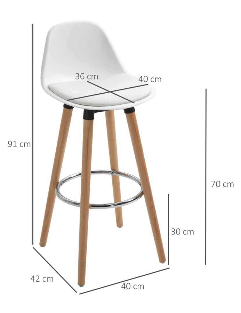 imagem de Bancos de Bar 40x42x91cm cor branco 835-5943