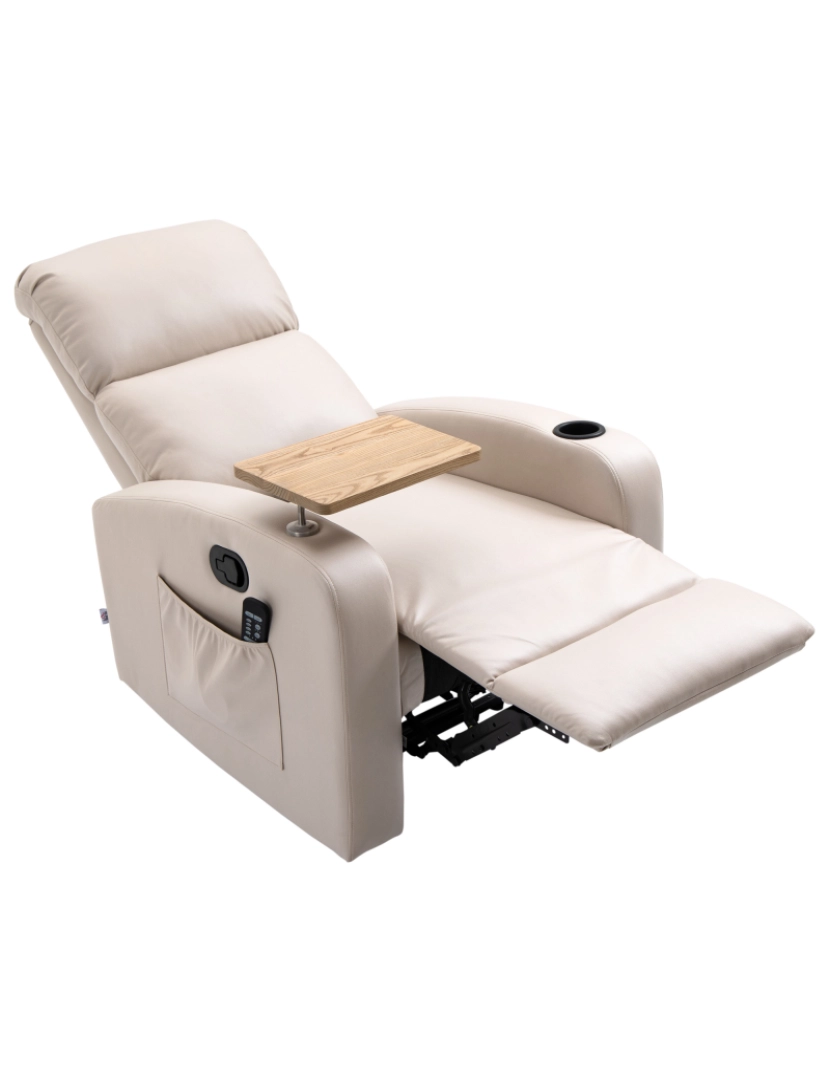 imagem de Poltrona Massagem com Reclinação 77x93x105cm cor bege 700-156V90LG7
