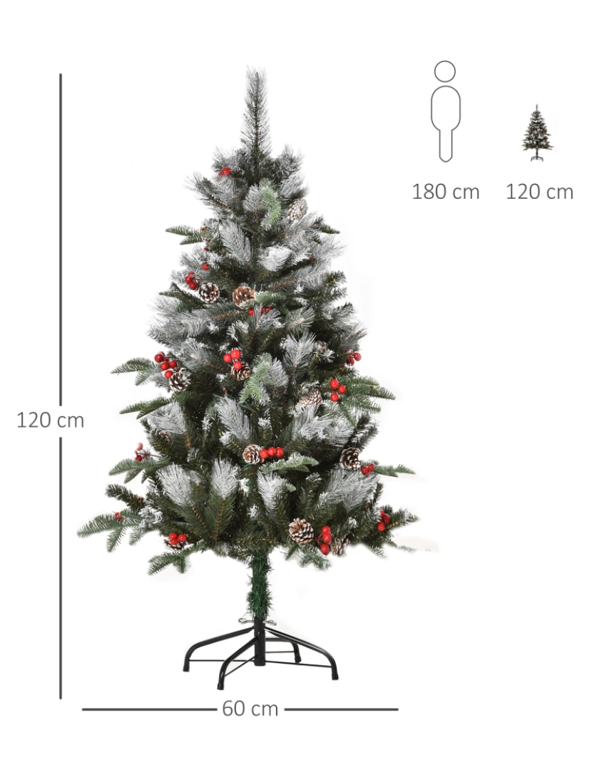 imagem de Árvore de Natal Artificial 120cm Ø60x120cm cor verde 830-3603