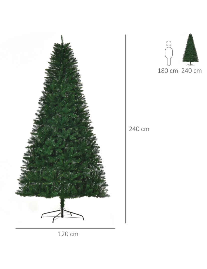 imagem de Árvore de Natal Artificial 240cm Ø120x240cm cor verde 830-354V013