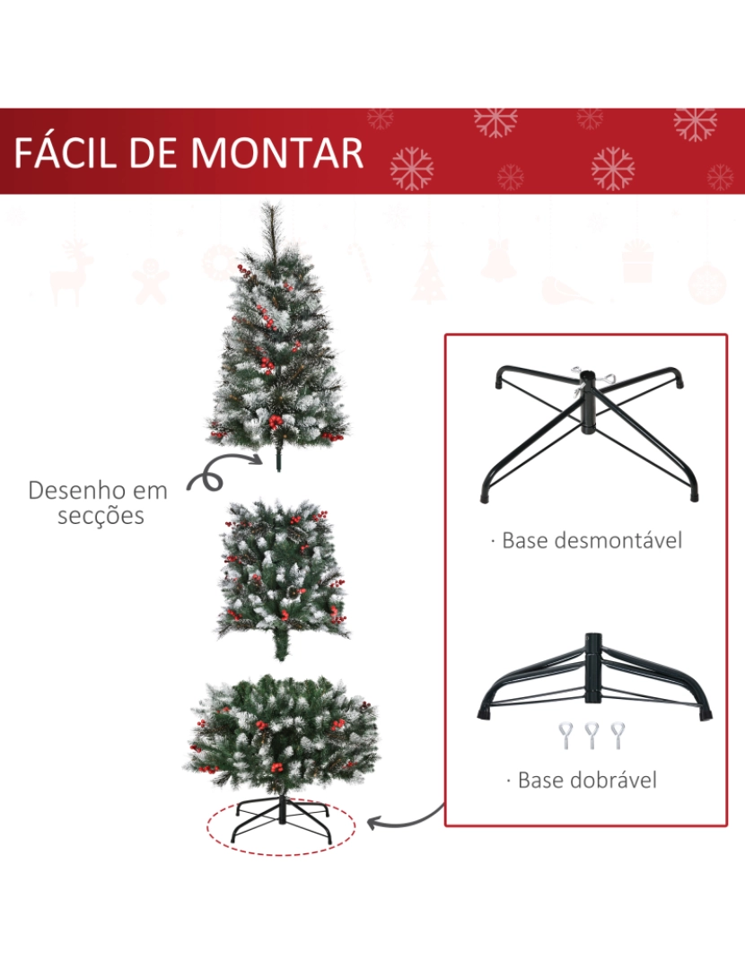 imagem de Árvore de Natal Artificial Ø60x180cm cor verde 830-363V016