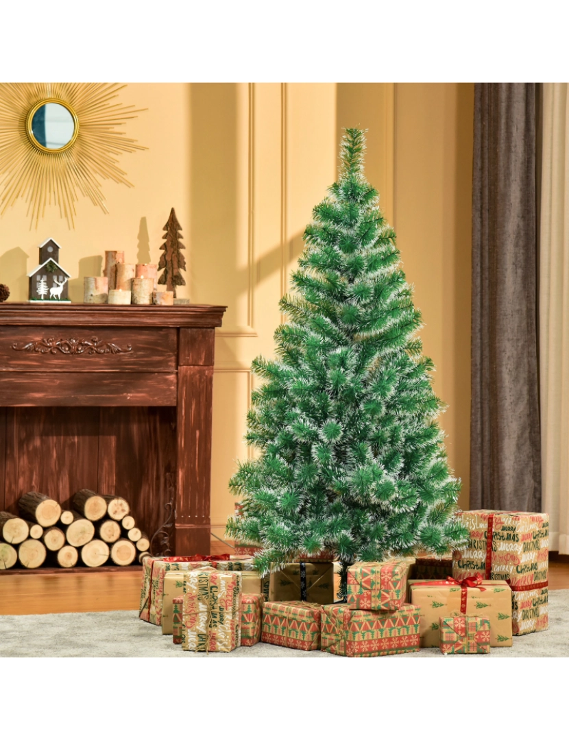 imagem de HOMCOM Árvore de Natal Artificial 150cm com 416 Ramos e Suporte de Metal Árvore de Natal para Decoração de Interior Sala de Estar Festas Ø75x150 cm Verde2