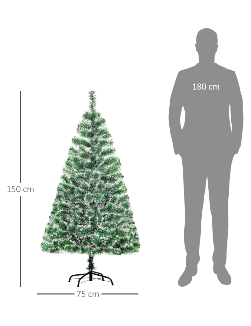 imagem de HOMCOM Árvore de Natal Artificial 150cm com 416 Ramos e Suporte de Metal Árvore de Natal para Decoração de Interior Sala de Estar Festas Ø75x150 cm Verde3