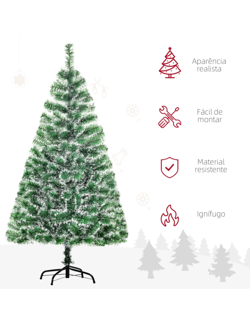 imagem de HOMCOM Árvore de Natal Artificial 150cm com 416 Ramos e Suporte de Metal Árvore de Natal para Decoração de Interior Sala de Estar Festas Ø75x150 cm Verde4