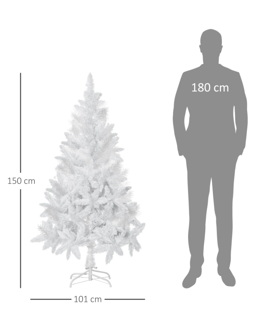 imagem de Árvore de Natal Artificial Ø101x150cm cor branco 830-544V01WT3