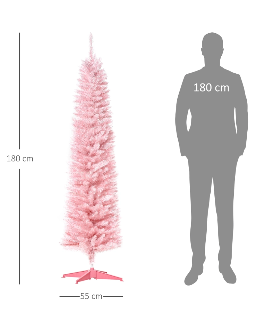 imagem de Árvore de Natal Ø55x180cm cor rosa 830-182PK3
