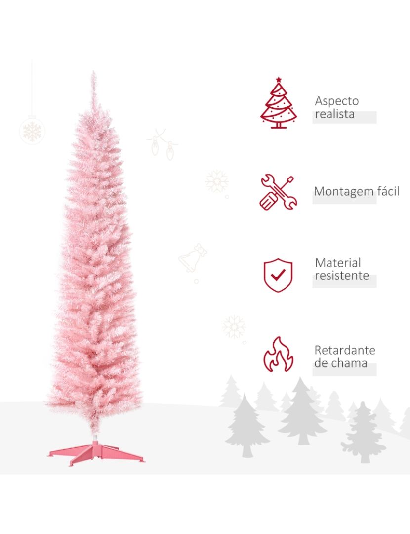 imagem de Árvore de Natal Ø55x180cm cor rosa 830-182PK4