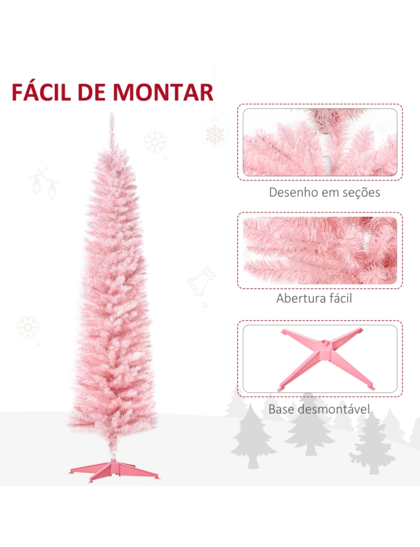 imagem de Árvore de Natal Ø55x180cm cor rosa 830-182PK6