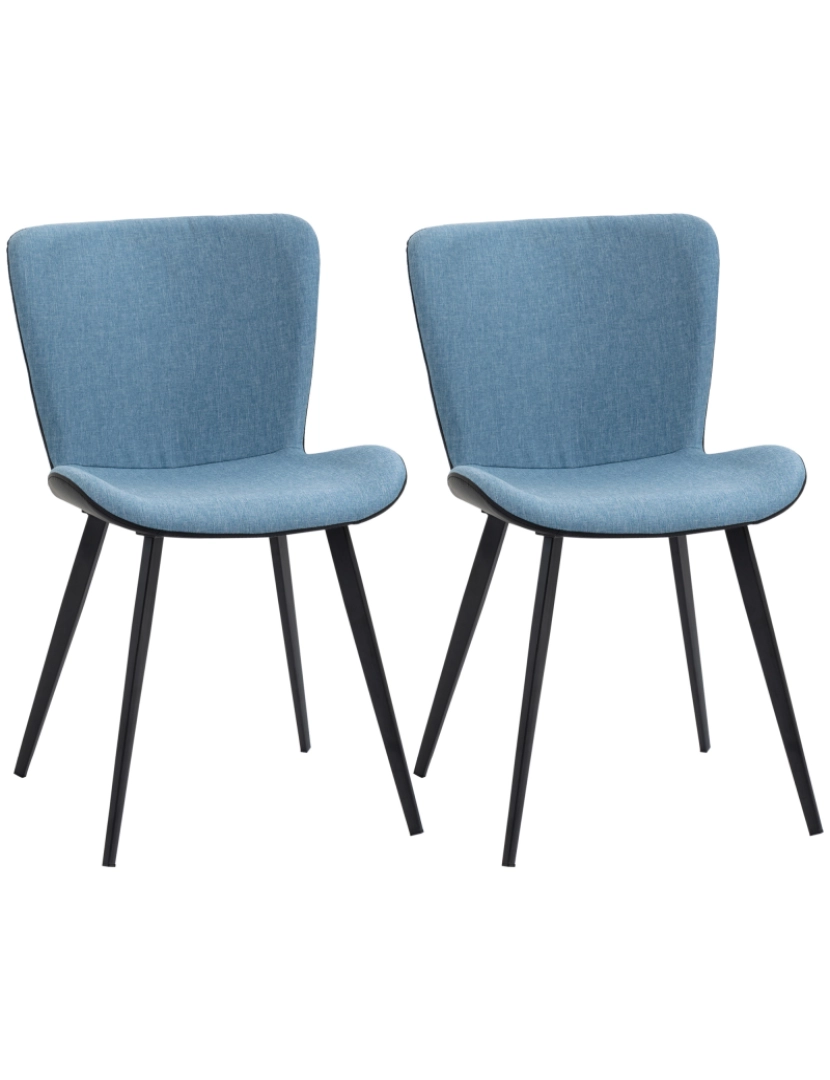 Homcom - Conjunto Cadeiras de Jantar 47.5x58x79.5cm cor azul 835-628BU