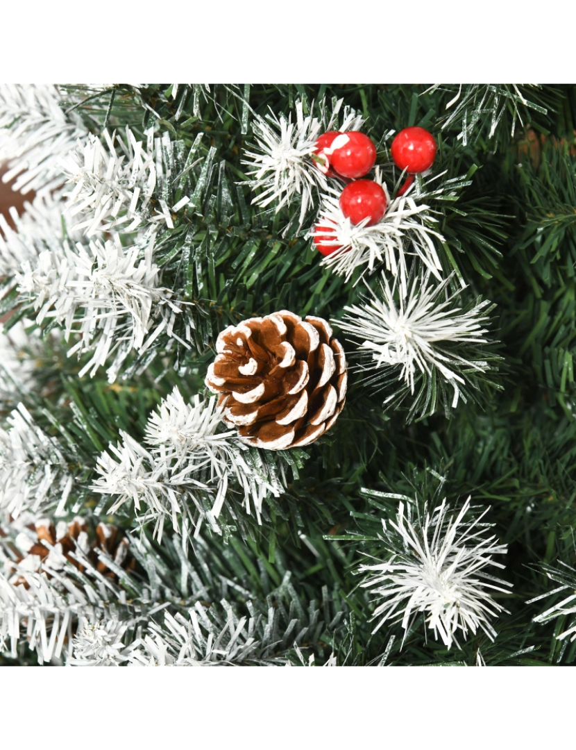 imagem de HOMCOM Árvore de Natal Artificial 180cm Ignífugo com 618 Ramos 34 Bagas 30 Pinhas Folhas de PVC e Suporte Metálico Decoração de Natal para Interiores Verde8