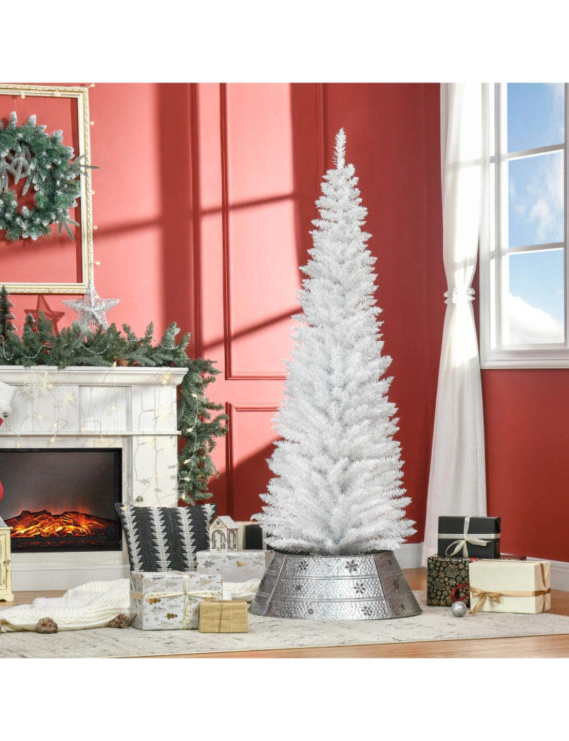 imagem de HOMCOM Árvore de Natal Artificial 180cm Ignífugo com 390 Ramos de PVC e Suporte de Metal Decoração de Natal para Interiores Fácil de Montar Verde2