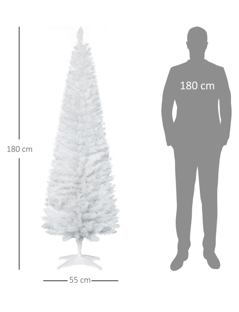 imagem de HOMCOM Árvore de Natal Artificial 180cm Ignífugo com 390 Ramos de PVC e Suporte de Metal Decoração de Natal para Interiores Fácil de Montar Verde3
