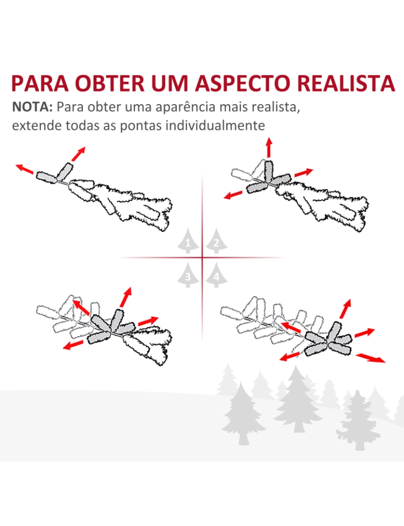 imagem de HOMCOM Árvore de Natal Artificial 180cm Ignífugo com 390 Ramos de PVC e Suporte de Metal Decoração de Natal para Interiores Fácil de Montar Verde5