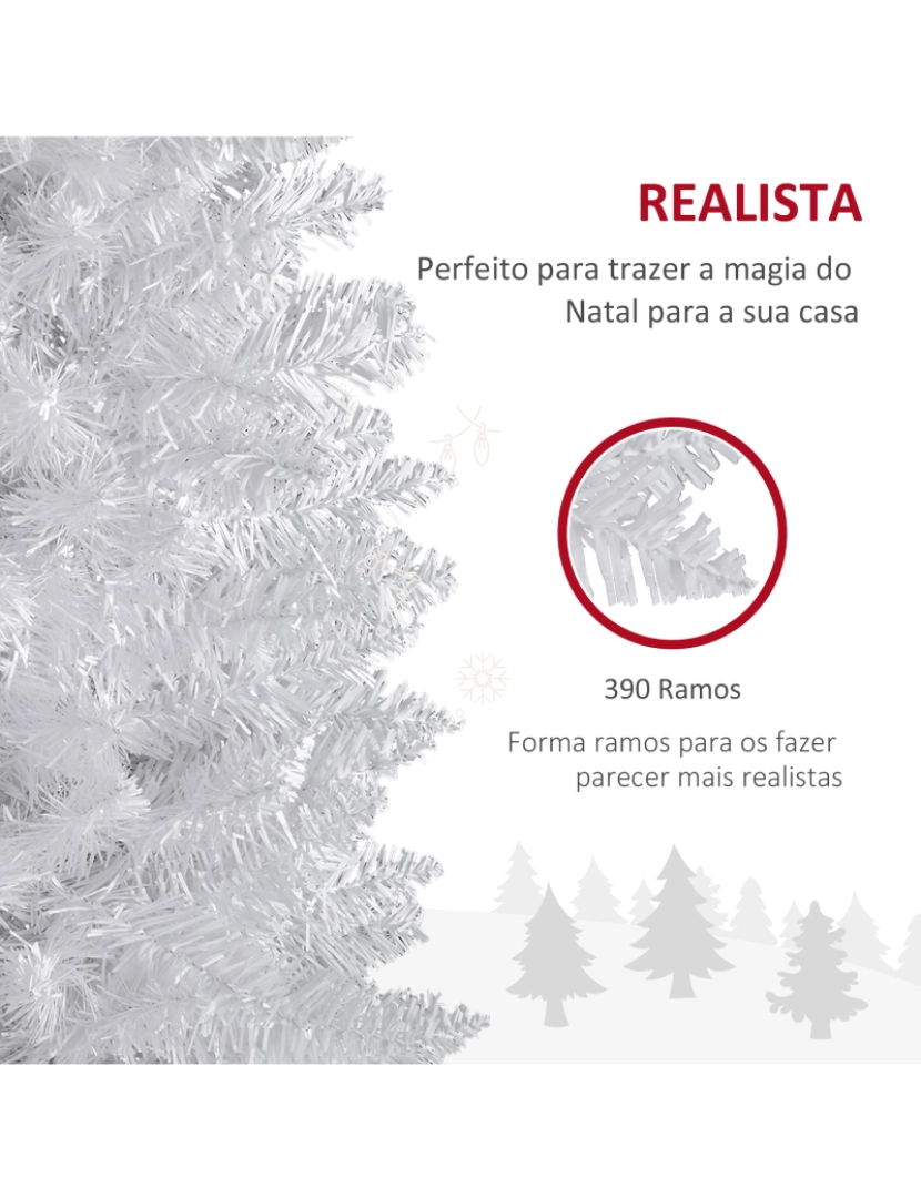 imagem de HOMCOM Árvore de Natal Artificial 180cm Ignífugo com 390 Ramos de PVC e Suporte de Metal Decoração de Natal para Interiores Fácil de Montar Verde7