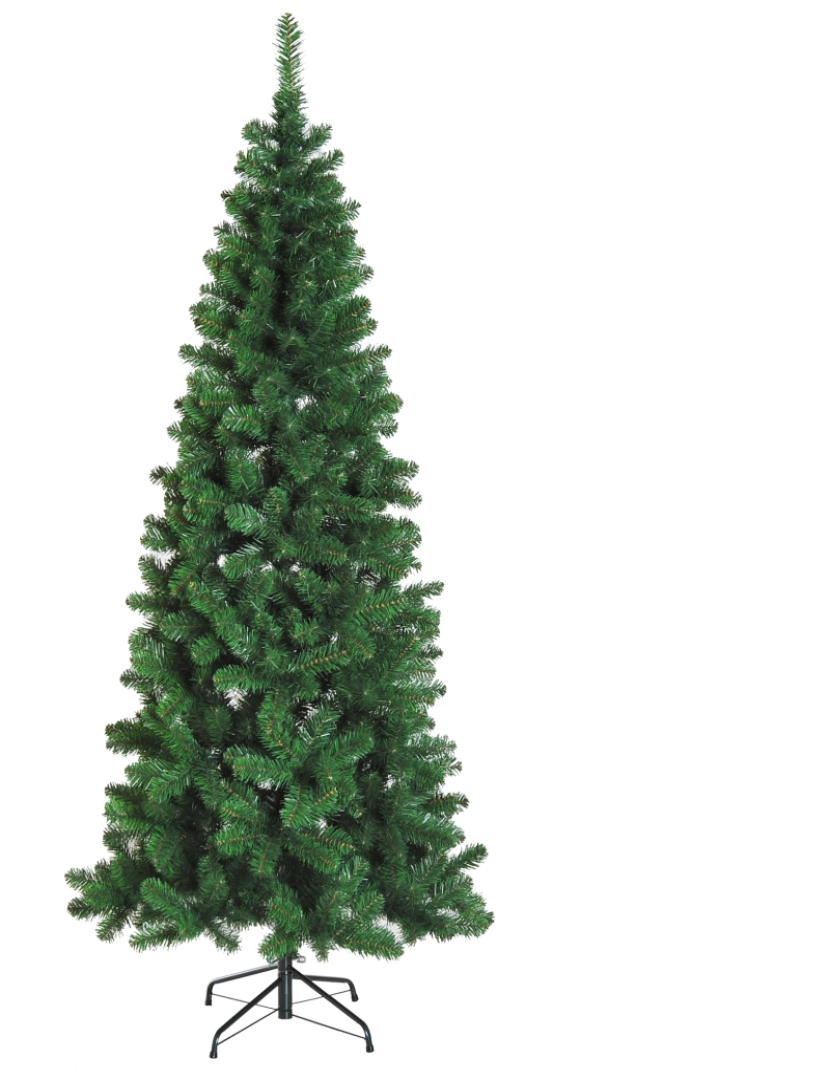 imagem de HOMCOM Árvore de Natal Artificial 210cm Ignífugo com 631 Ramos de PVC e Suporte de Metal Decoração de Natal para Interiores Fácil de Montar Verde1