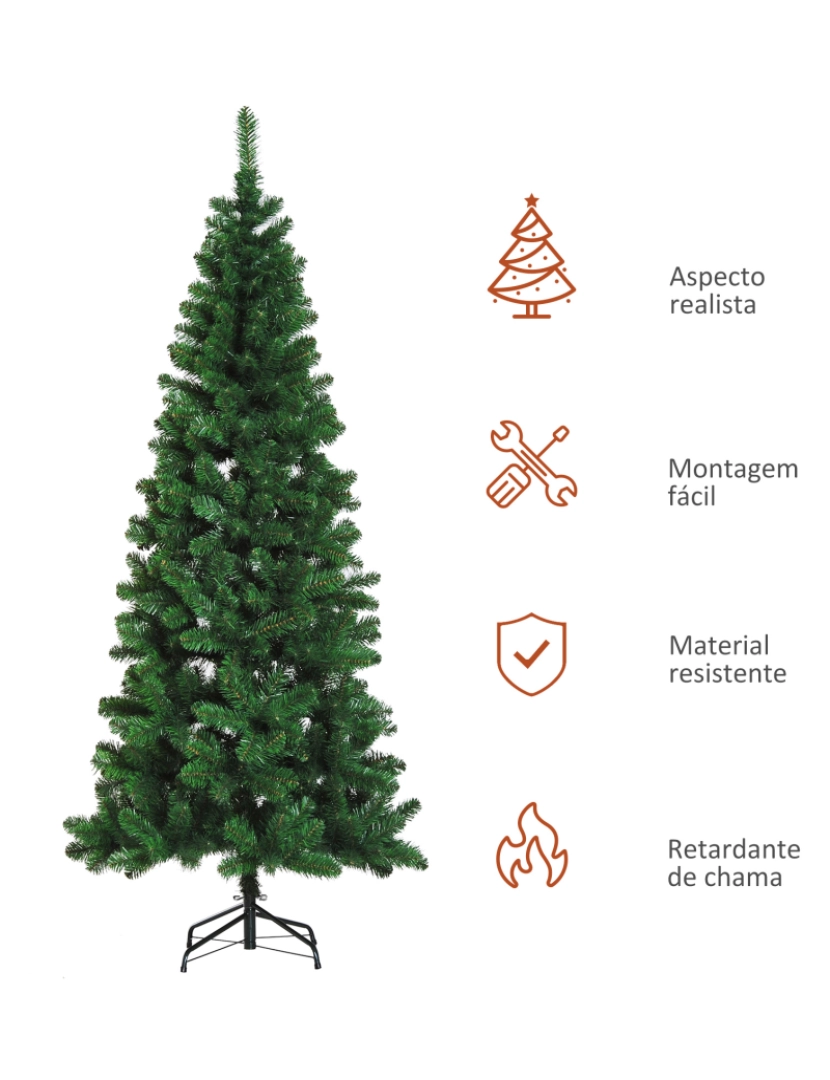 imagem de HOMCOM Árvore de Natal Artificial 210cm Ignífugo com 631 Ramos de PVC e Suporte de Metal Decoração de Natal para Interiores Fácil de Montar Verde4