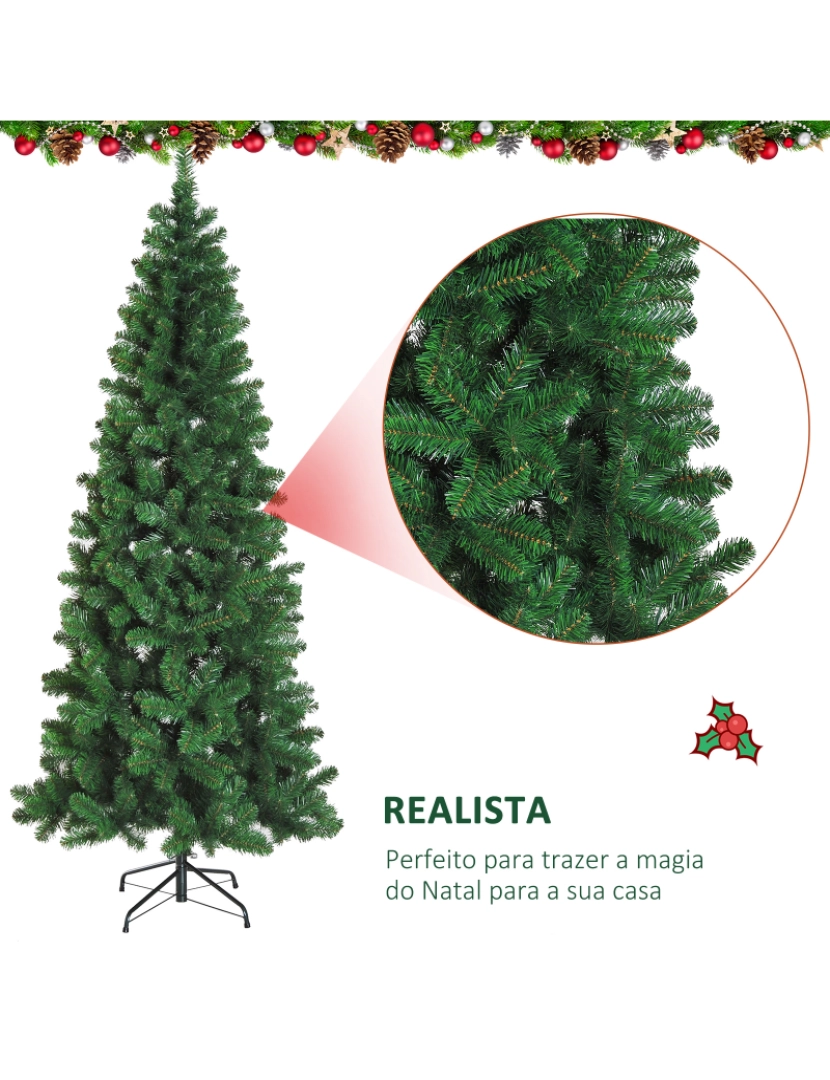 imagem de HOMCOM Árvore de Natal Artificial 210cm Ignífugo com 631 Ramos de PVC e Suporte de Metal Decoração de Natal para Interiores Fácil de Montar Verde6
