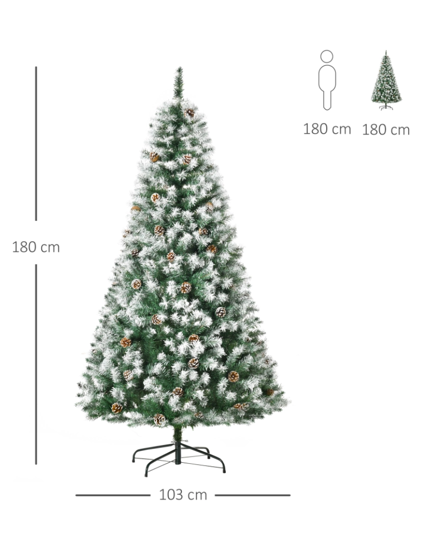imagem de Árvore de Natal Artificial 180cm Ø103x180cm cor verde 830-378V013