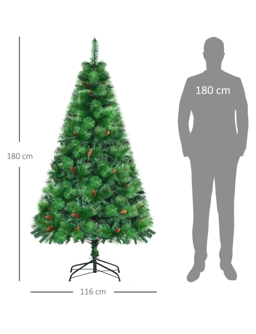 imagem de Árvore de Natal Artificial Ø116x180cm cor verde 830-563V00GN3