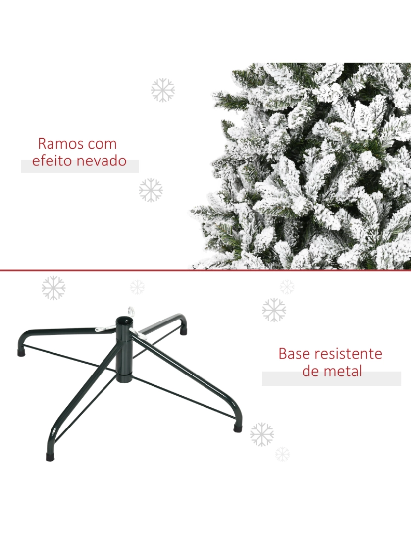 imagem de HOMCOM Árvore de Natal Artificial 255cm com Neve Ignífugo com 1300 Ramos Folhas de PVC Base Dobrável e Suporte Metálico Decoração de Natal para Interiores Verde7