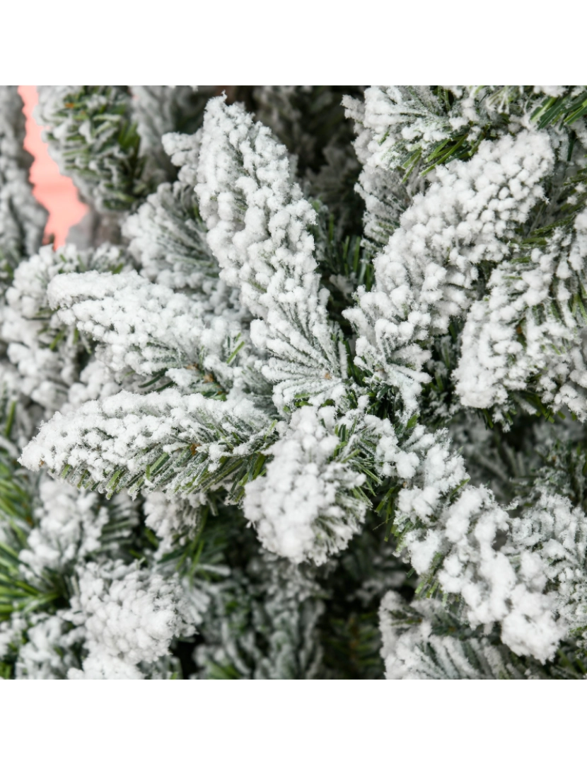 imagem de HOMCOM Árvore de Natal Artificial 255cm com Neve Ignífugo com 1300 Ramos Folhas de PVC Base Dobrável e Suporte Metálico Decoração de Natal para Interiores Verde8