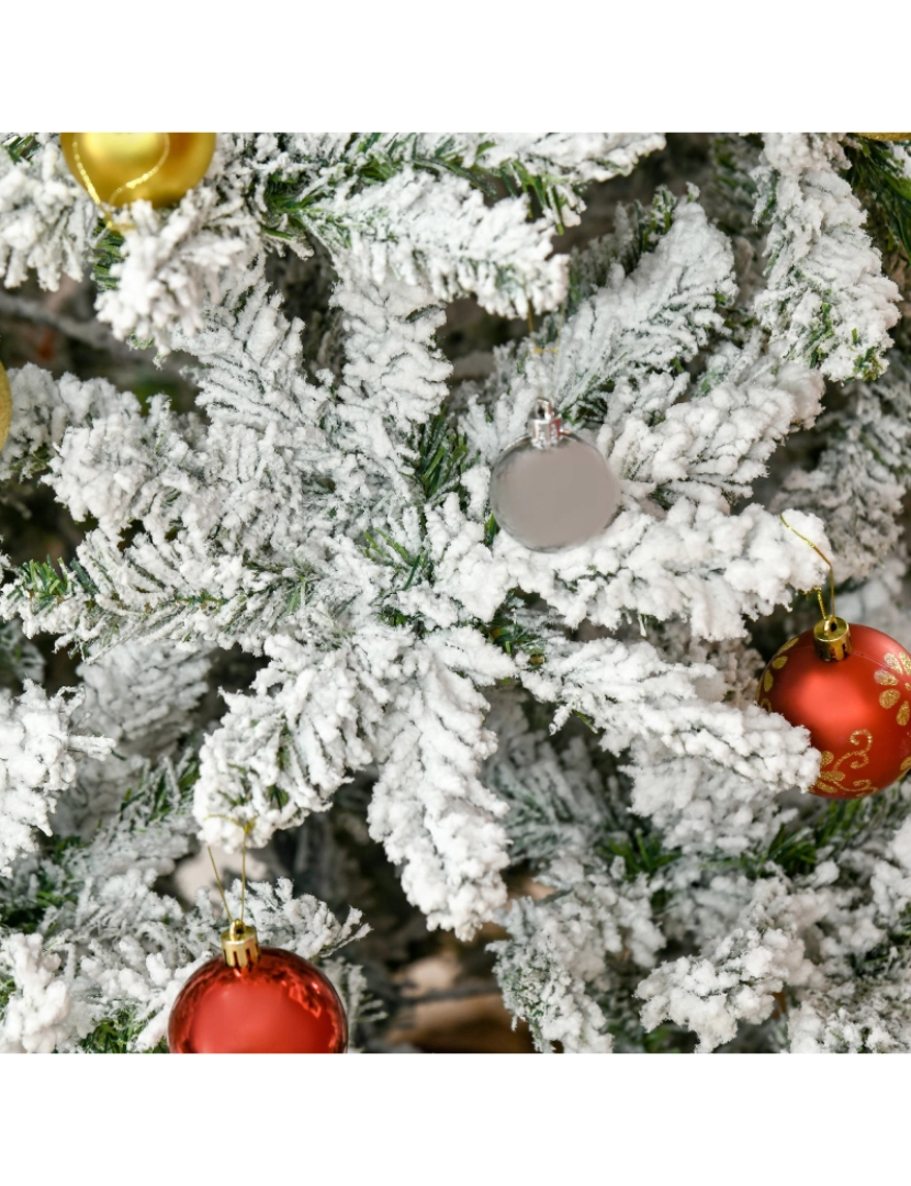 imagem de HOMCOM Árvore de Natal Artificial 180cm com Neve Ignífugo com 750 Ramos Folhas de PVC Base Dobrável e Suporte Metálico Decoração de Natal para Interiores Verde9