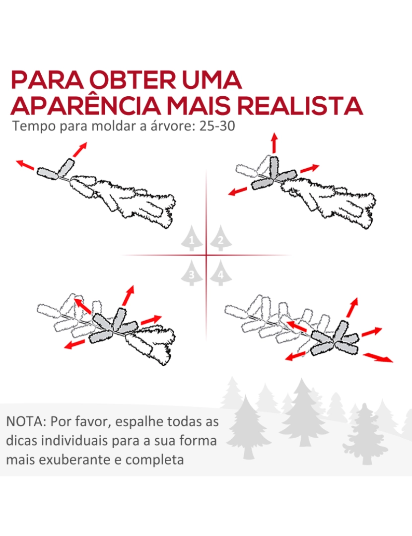 imagem de HOMCOM Árvore de Natal Artificial 210cm Ignífugo com 1036 Ramos 53 Decorações Folhas de PVC e Suporte Metálico Decoração de Natal para Interior Verde6