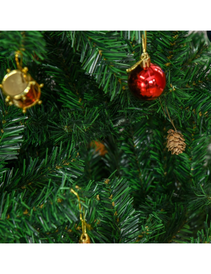 imagem de HOMCOM Árvore de Natal Artificial 210cm Ignífugo com 1036 Ramos 53 Decorações Folhas de PVC e Suporte Metálico Decoração de Natal para Interior Verde8