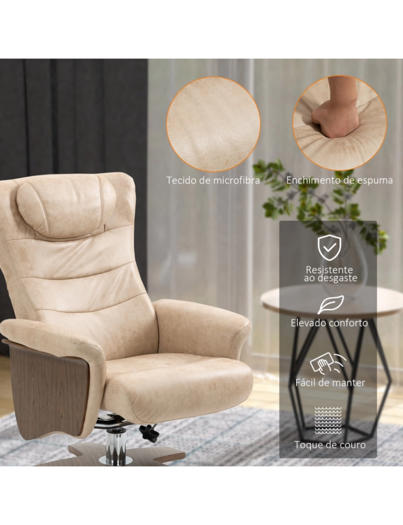 imagem de Poltrona Relax Reclinável 78x83x103cm cor bege 839-442V00BG5