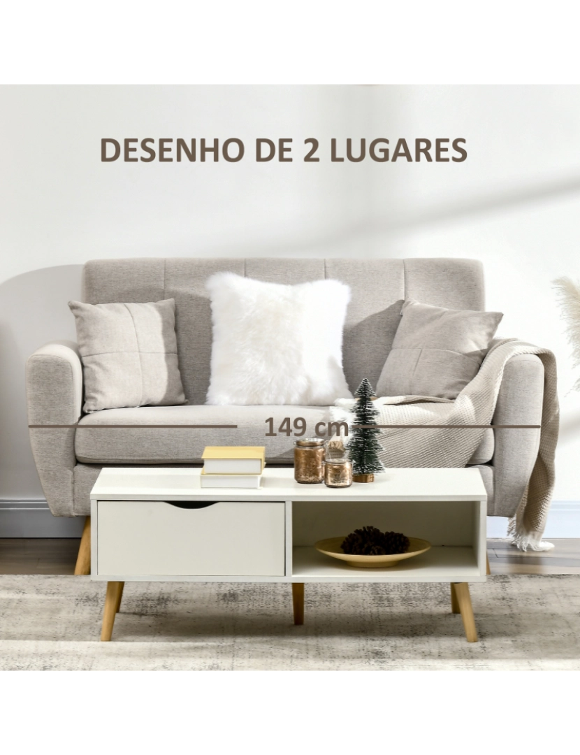 imagem de Sofá de 2 Lugares 149x76.5x86cm cor creme branco 839-445V01CW6