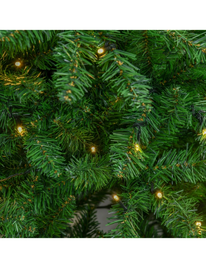 imagem de HOMCOM Árvore de Natal Artificial Altura 180cm Ignífugo com 714 Ramos 200 Luzes LED IPX2 8 Modos Folhas de PVC Base Dobrável e Suporte Metálico Decoração de Natal para Interiores Verde5