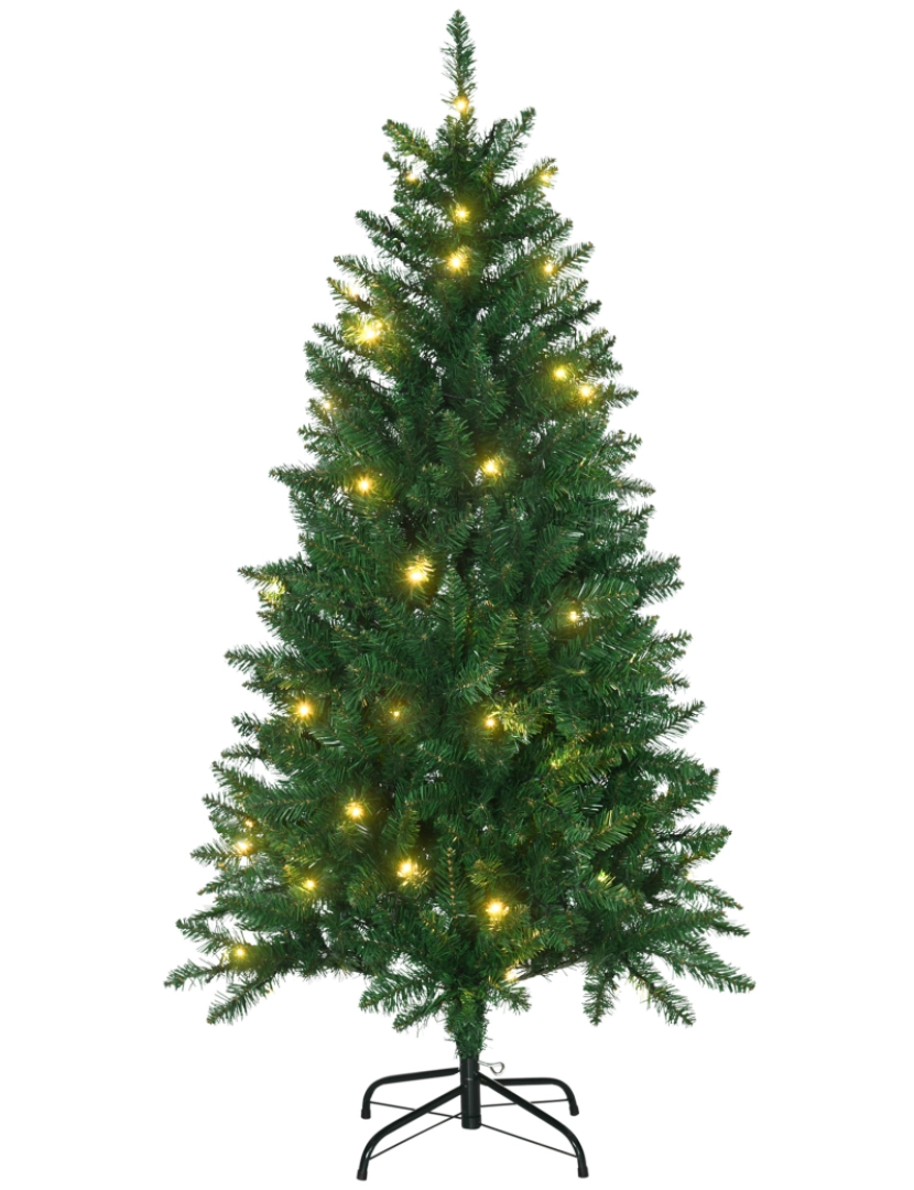 Homcom - HOMCOM Árvore de Natal Artificial Altura 150cm Ignífugo com 502 Ramos 150 Luzes LED IPX2 8 Modos Folhas de PVC Base Dobrável e Suporte Metálico Decoração de Natal para Interiores Verde
