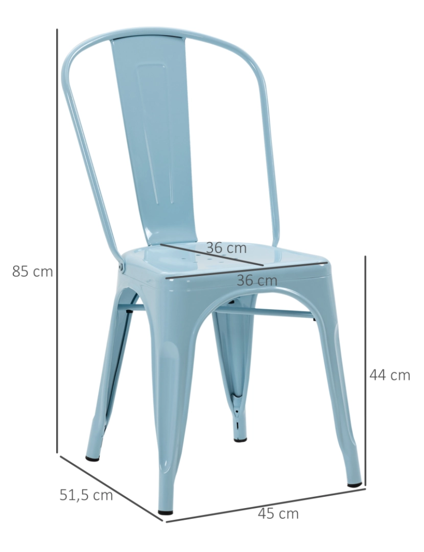 imagem de Conjunto de Cadeiras 45x51.5x85cm cor azul 835-774V00BU3