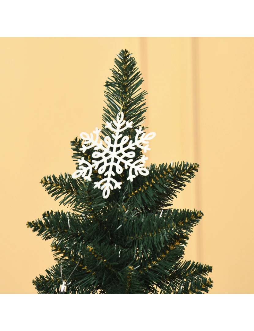 imagem de HOMCOM Árvore de Natal Artificial Altura 180cm com 380 Ramos de Folhas de PVC Ignífugos Base Dobrável e Suporte Metálico Decoração de Natal para Interiores Ø56x180cm Verde9