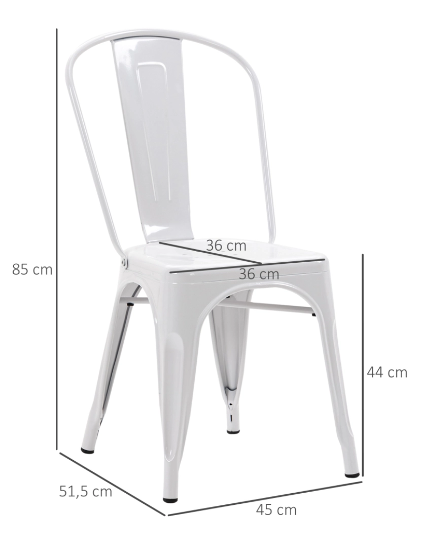 imagem grande de Conjunto de Cadeiras 45x51.5x85cm cor branco 835-774V00WT3