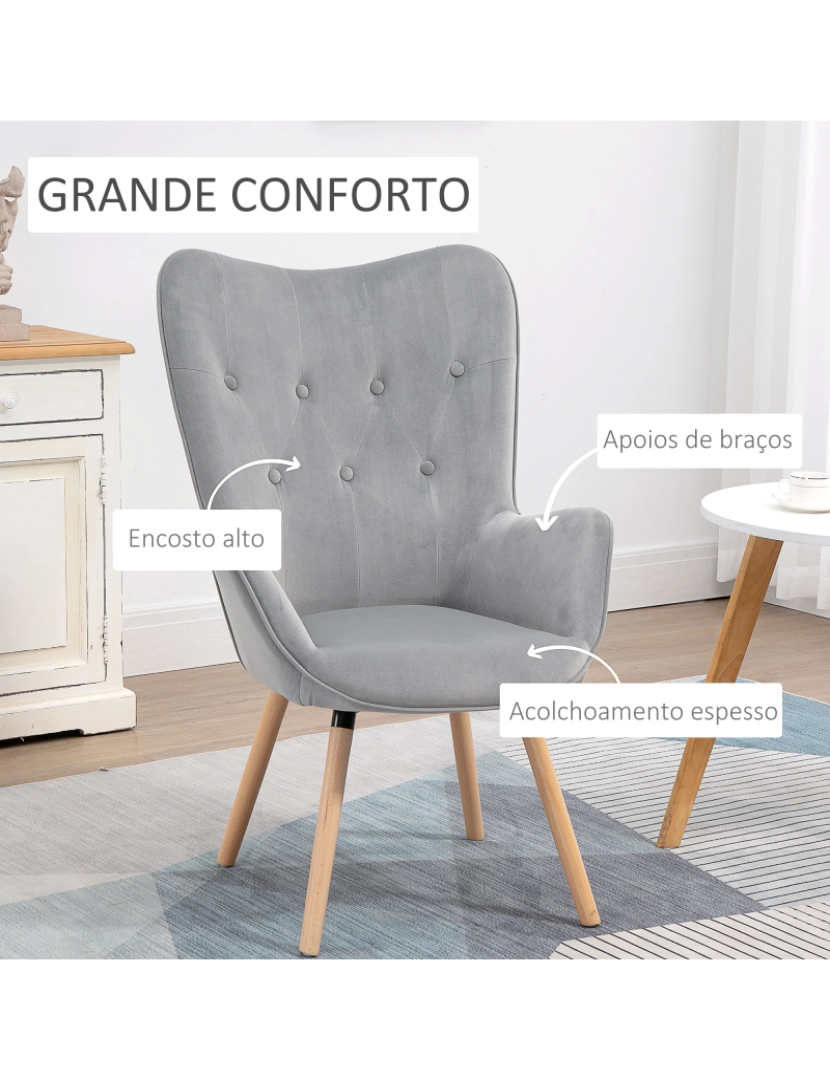 imagem de Poltrona Individual 68x75.5x104.5cm cor cinzento 839-452V00GY4