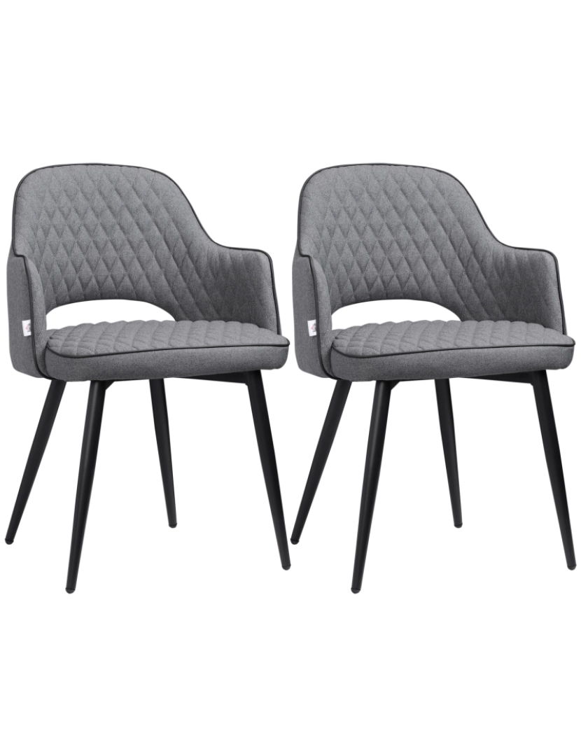 Homcom - Conjunto de 2 Cadeiras 55x55x81cm cor cinzento 835-754V00GY