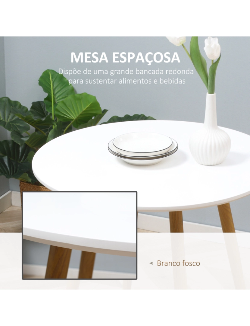 imagem de Mesa de Cozinha Ø72x75 cor branco e madeira 835-5274