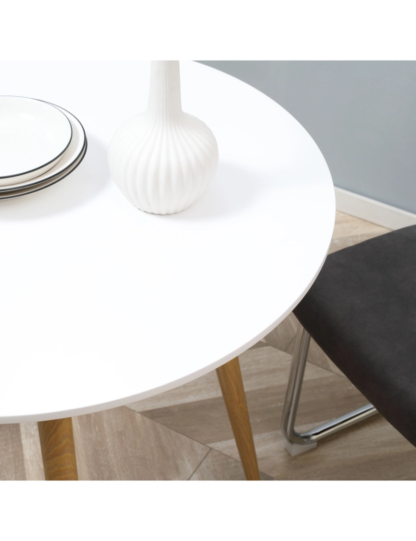 imagem de Mesa de Cozinha Ø72x75 cor branco e madeira 835-5277