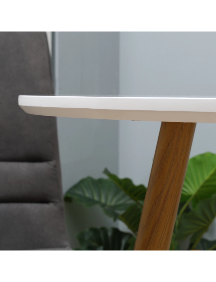 imagem de Mesa de Cozinha Ø72x75 cor branco e madeira 835-5278