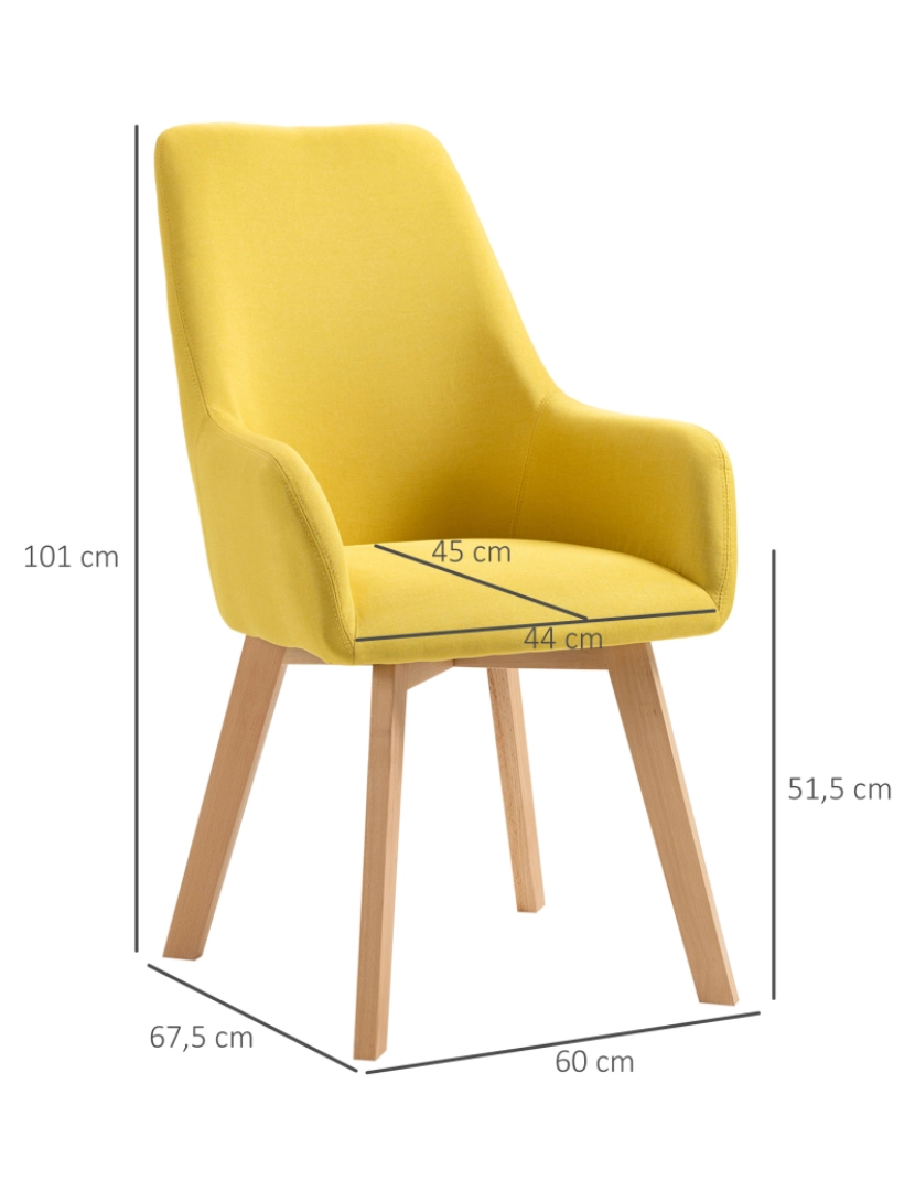 imagem de Cadeiras de Sala de Jantar 60x67,5x101cm cor amarelo 835-729V00YL3